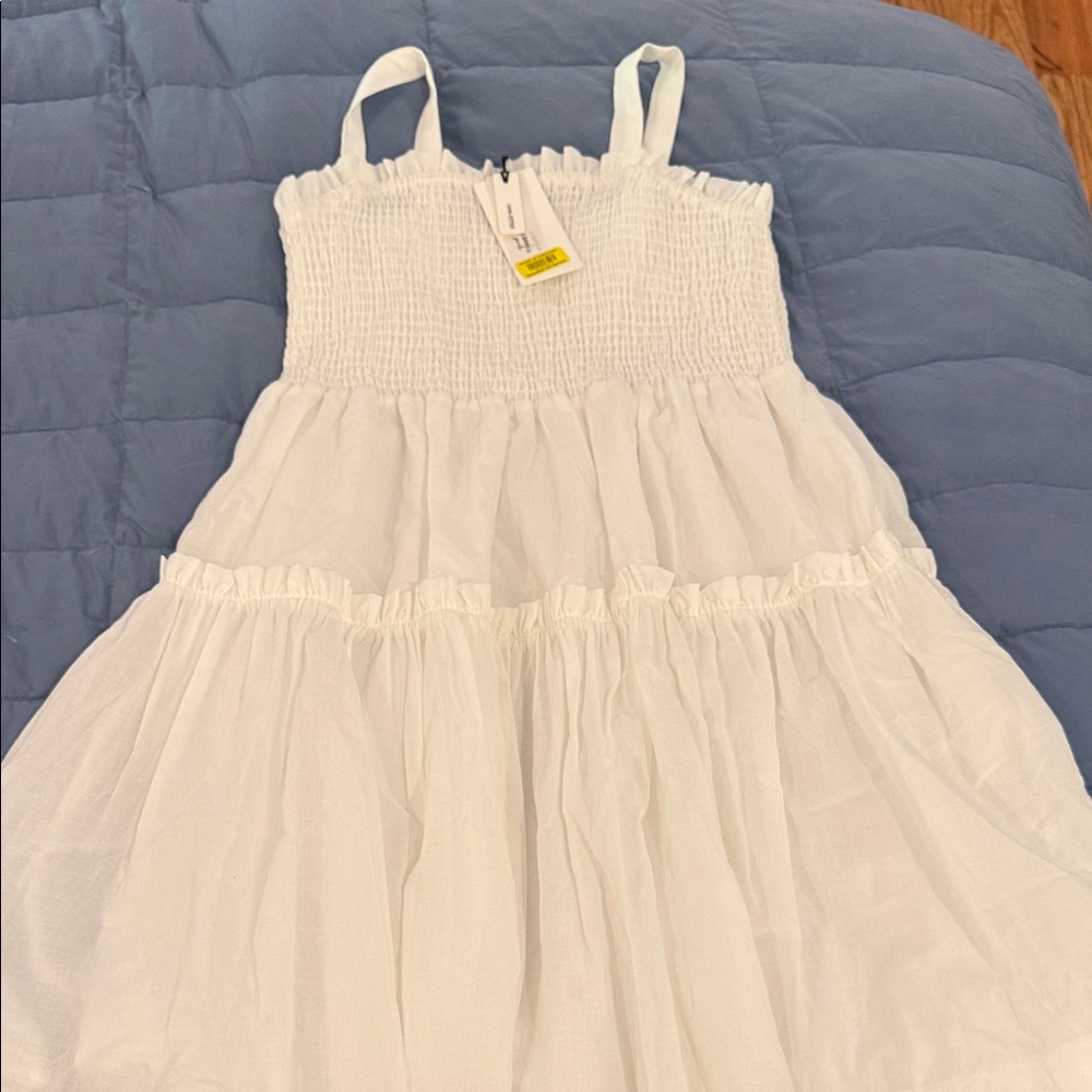 White Smocked Sundress for Girls - Lightweight Tiered Dress